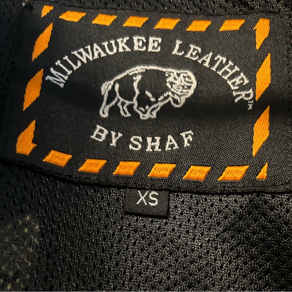 Black Striped Leather Motorcycle Jacket - Picture 2 of 3